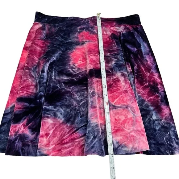 Velvet Tie Dye Skater Skirt Pink Purple Blue Flared A-Line Mini - Picture 5 of 6